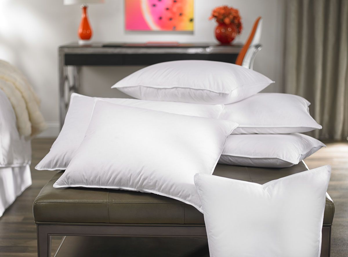 Oreiller Plume 80x80 Cm Orange Wave - Coussin Luxe Duvet Et Plume 2000g, Qualité Hôtelière, 3 Chambres, Certifié RDS Oeko-TEX